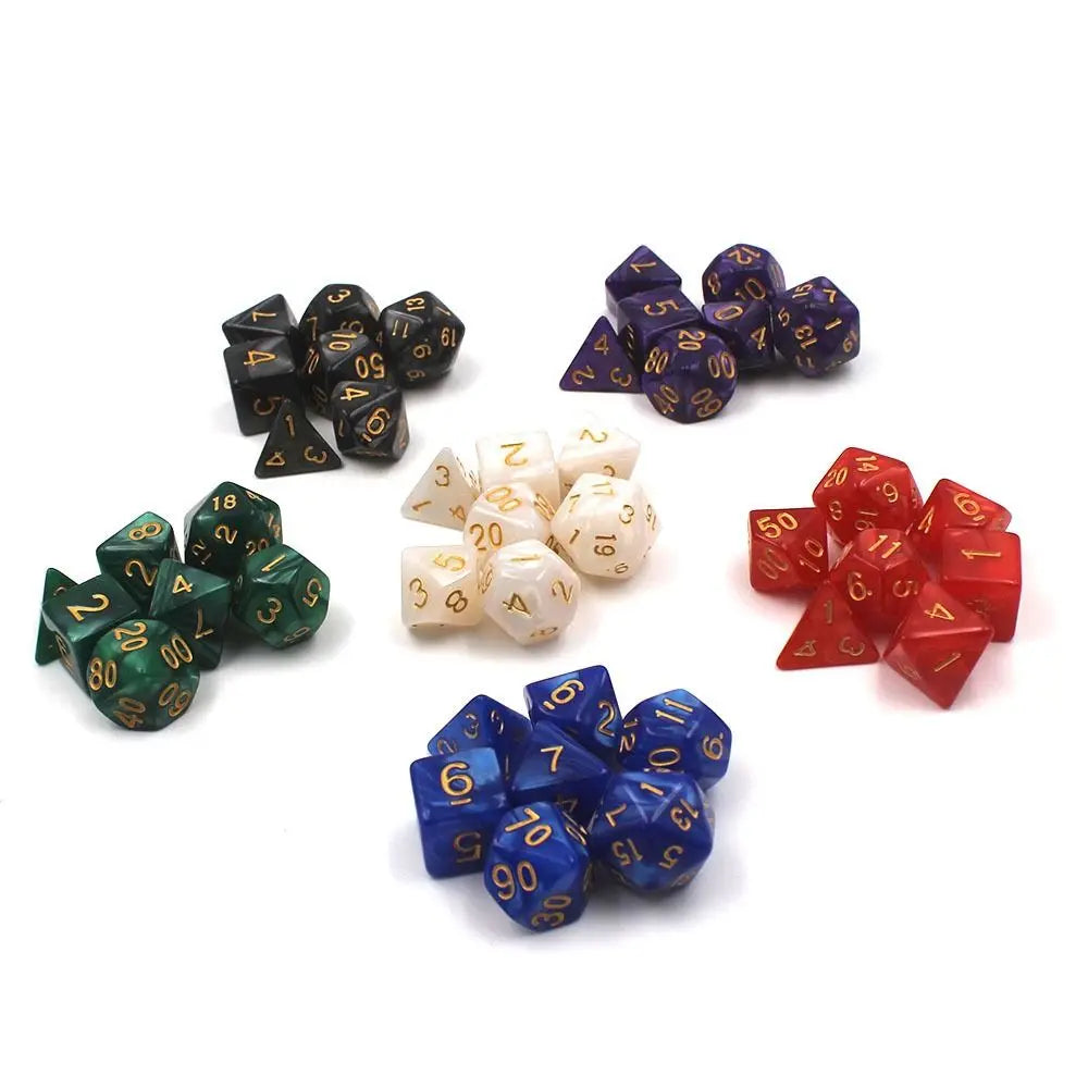 7Pcs/set Acrylic Double-Colors Digital Dice Set Table Game Opaque Polyhedral Dices for DND Dice Tabletop Role-Playing Game Dice