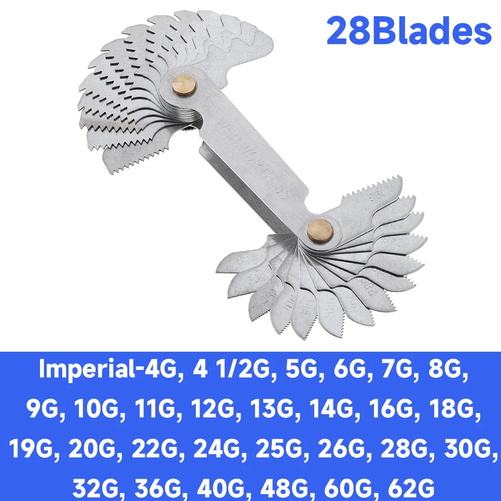 20-58 Blades Screw Pitch Gauge Metric & Imperial & US Screw Meter SAE Whitworth 55/60 Degree Metrisch Thread Measurement Tools