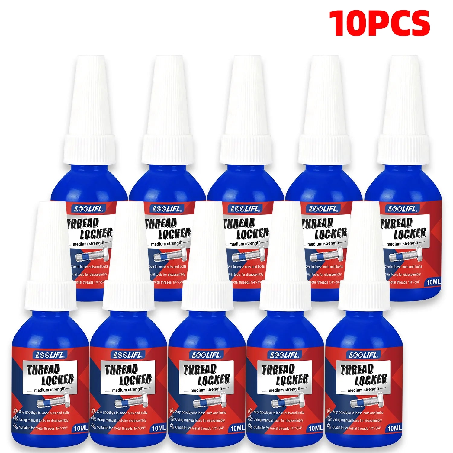 LOOLIFL 243 Threadlocker Blue Medium Strength Screw Glue Removable Anaerobic Adhesive for Auto Machinery Bolt Fastening Repair