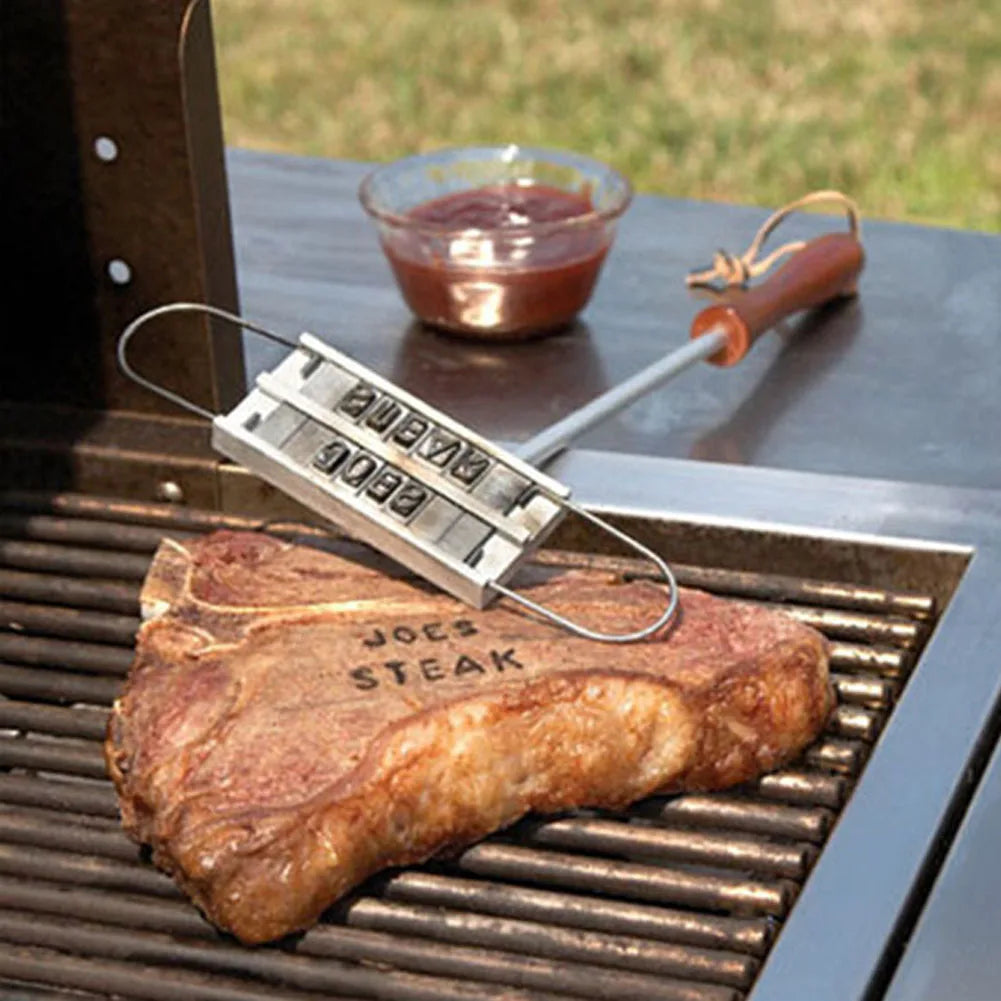 DIY BBQ Branding Iron with 55 Letters BBQ Steak Branding Signature Sticks Practical Barbecue Accessories for Family Party Picnic