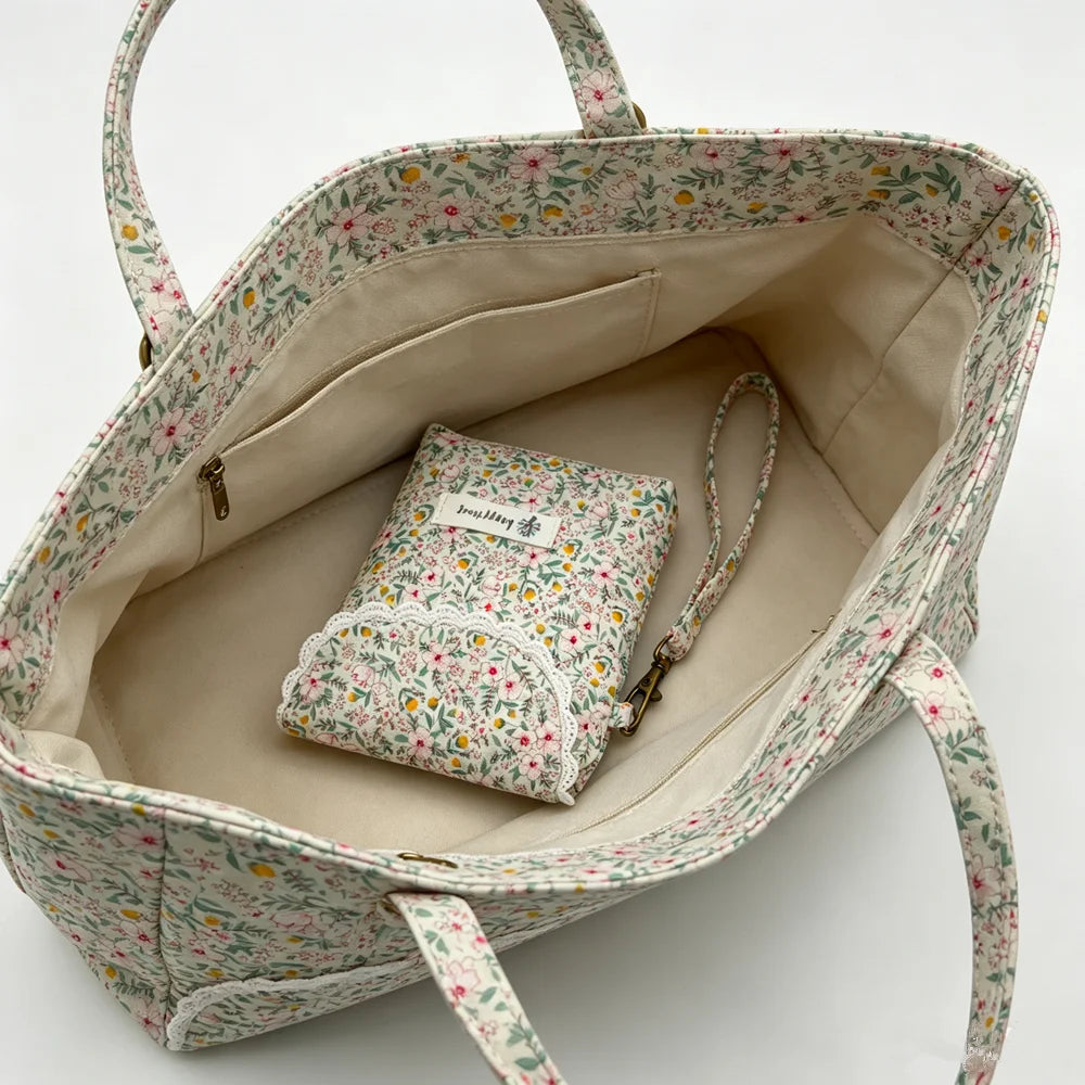 Cute Floral Lace Edge Mini Wristlet Bag, Canvas Flap Phone Purse With Detachable Strap, Portable Card Coin Storage Pouch For Lad