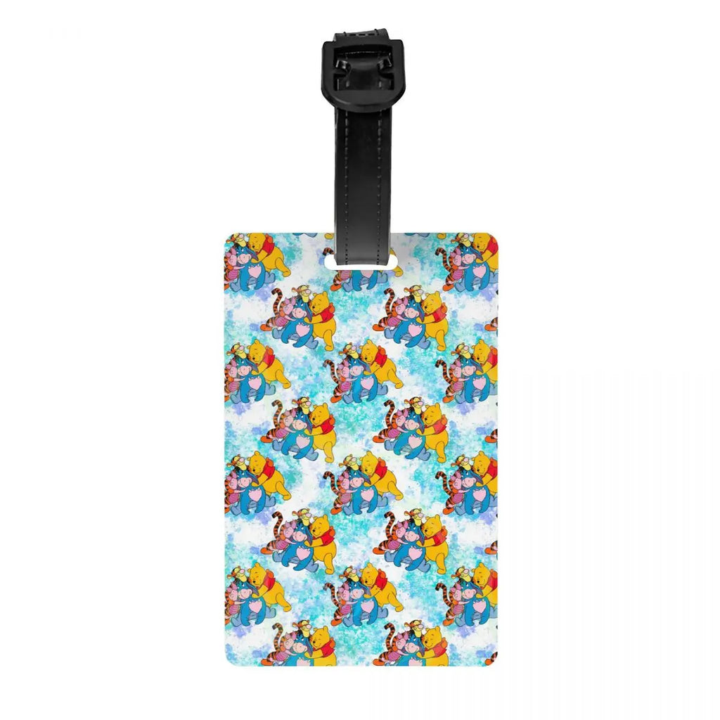 Custom Happy P-Piglets Anime Big Movie Luggage Tag With Name Card Privacy Cover ID Label for Travel Bag Suitcase