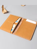 Vintage Leather Passport Cover Holder - RFID Blocking Travel Wallet with Card Slots & ID Pocket, Cowhide Air Ticket Case for Men