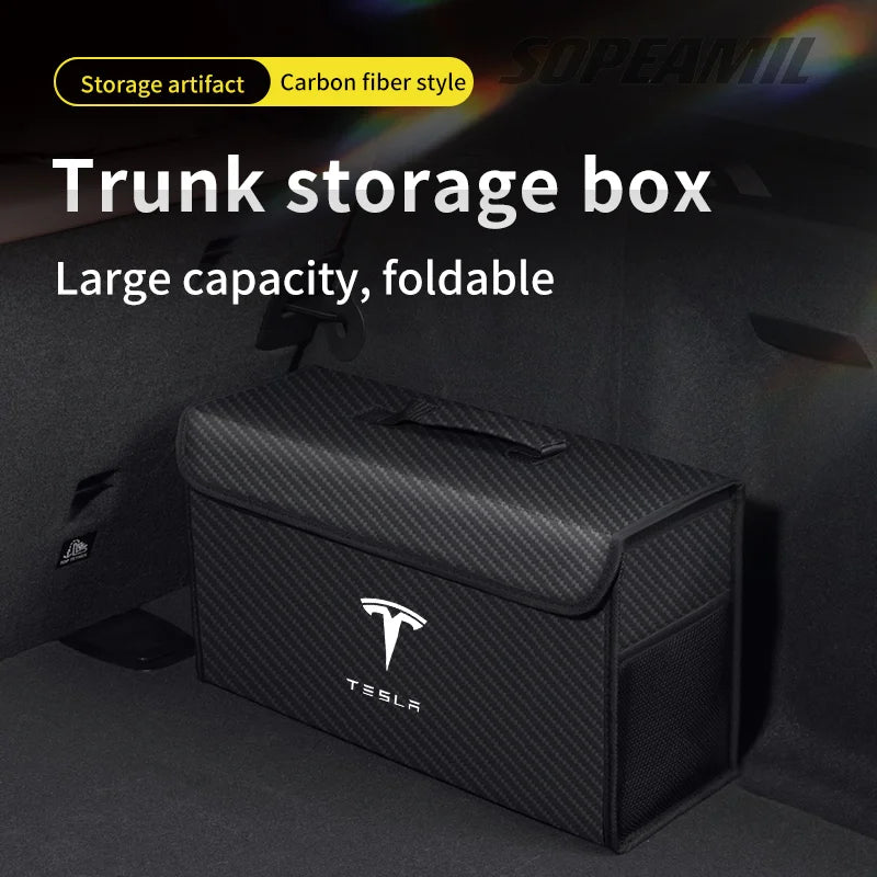For Tesla Model 3 Model Y Model X Model S Roadster Car Organizer Trunk Storage Bag Auto Multiues Storage Box Stowing Tidying Box