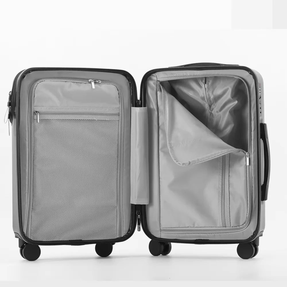 Bunnyfly Stylish Business Suitcase Luggage 20-inch Compact Lightweight Carry-on with Cup Holder for Travel
