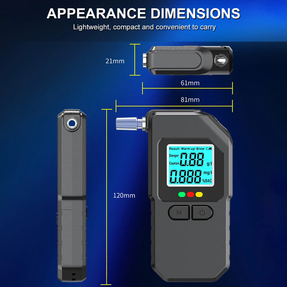 LCD Display Alcohol Detecor Semiconductor Alcohol Meter Accuracy Breath Alcohol Tester Police Alcohol Checker Drunk Driving Test