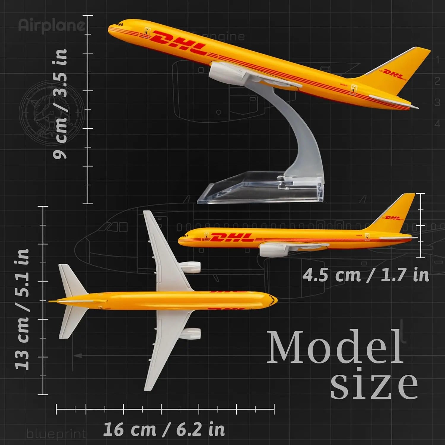 1/400 Scale Model Plane B757 DHL Airlines Alloy Aircraft 16cm 757 Aircraft Model Toys Children's Collection Gifts Decoration