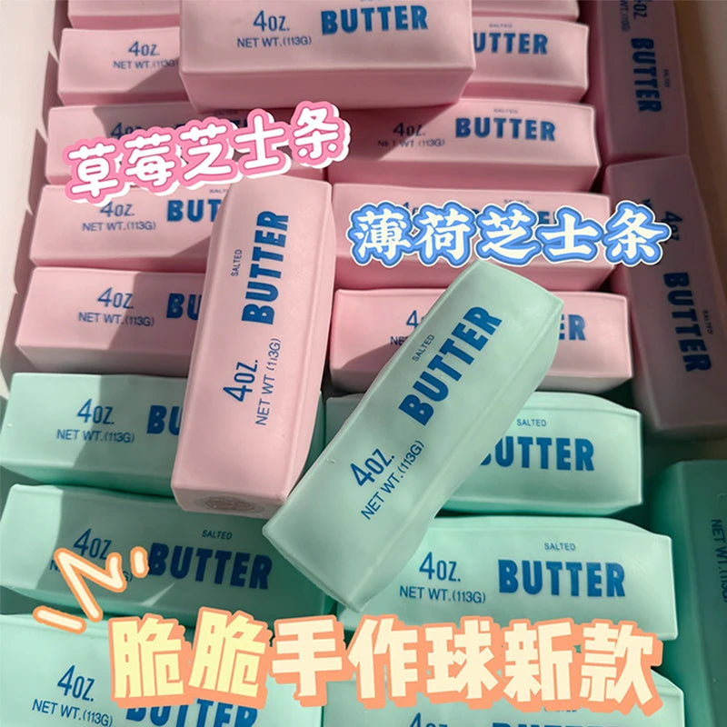 Butter Stick Squishy Stress Ball Fidget Toy Crunchy Squeeze round Blocks Anti Stress ASMR Hand Relaxation Gift for Stress Relief