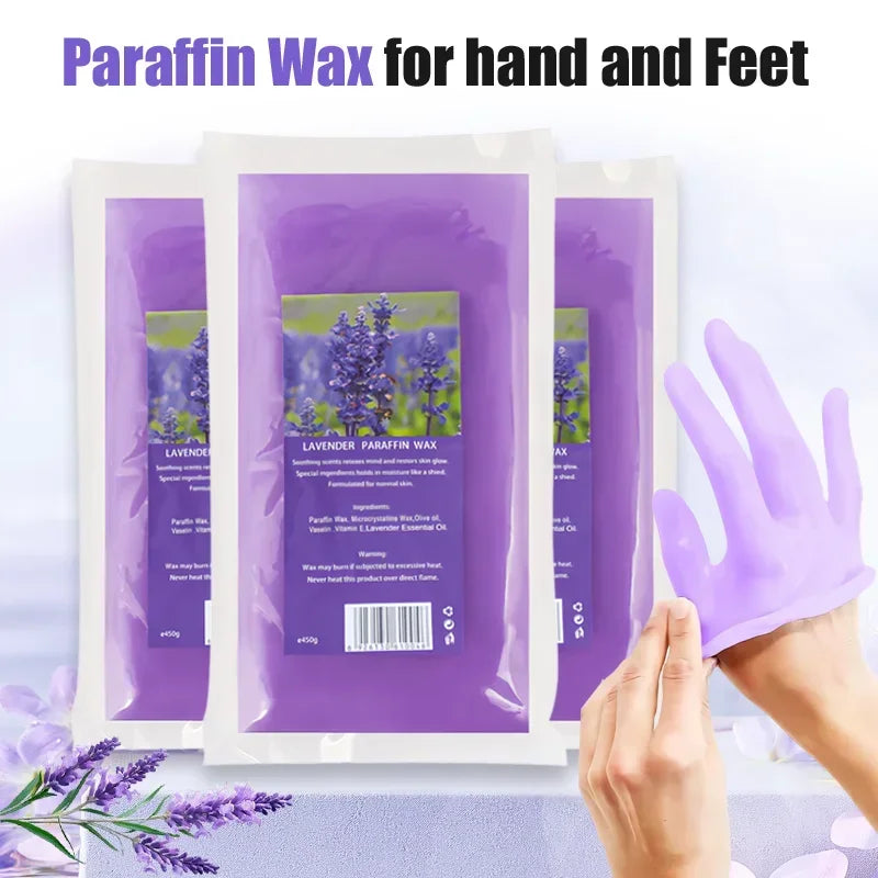 450g/200g Lavender Moisturizing Hands And Feet Mask Peel Off SPA Care Paraffin 1/3Pcs Paraffin Nourishing Hands Restores Gloss