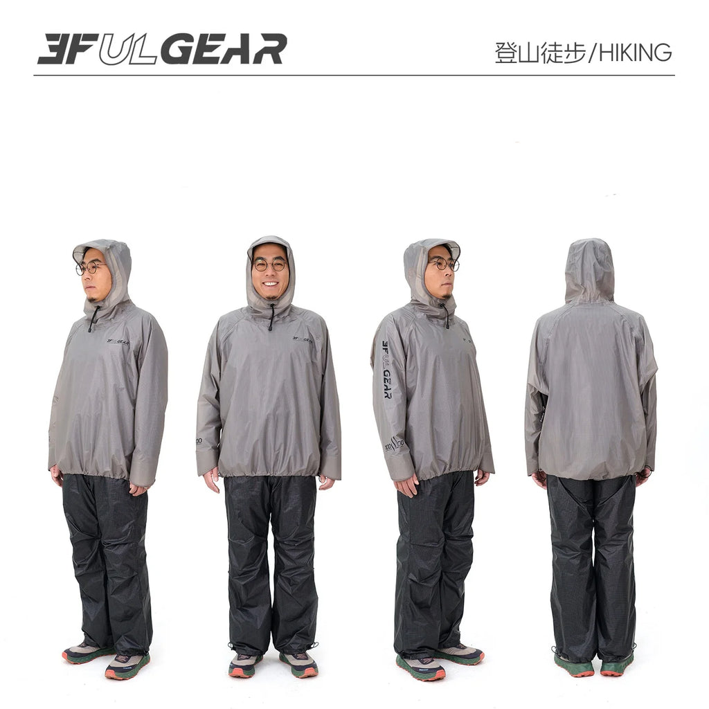 3F UL GEAR QingSuo Spilt Rain Poncho Outdoor Ultralight Sleeve Rain Coats 15D Nylon Waterproof Hiking Cycling Mountaineering