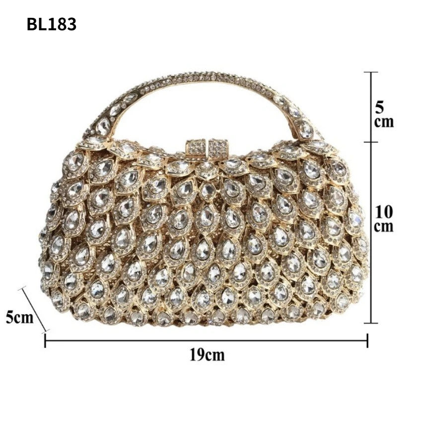 2026 Sparkly Diamond Dinner Bag Hollow Rhinestone Banquet Clutch Bag Women Evening Party Wedding Bridal Purse Rhinestone Handbag