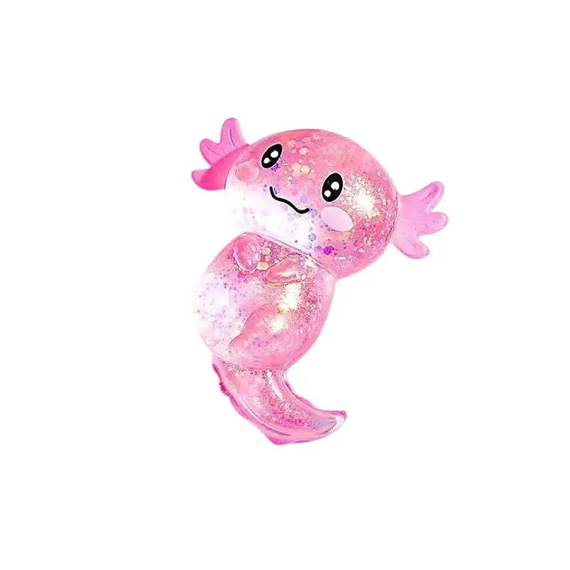 [J]Glitter Stress Relief Decompression Axolotl Toy Cute Malt Sugar Squeeze Fidget Toy For Adults Kids Adults Birthday Party Gift