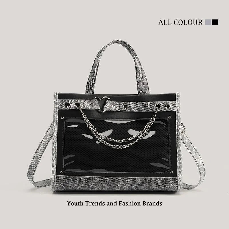 Original design niche fashion versatile simple daily pain bag large capacity chain love sweet cool portable messenger