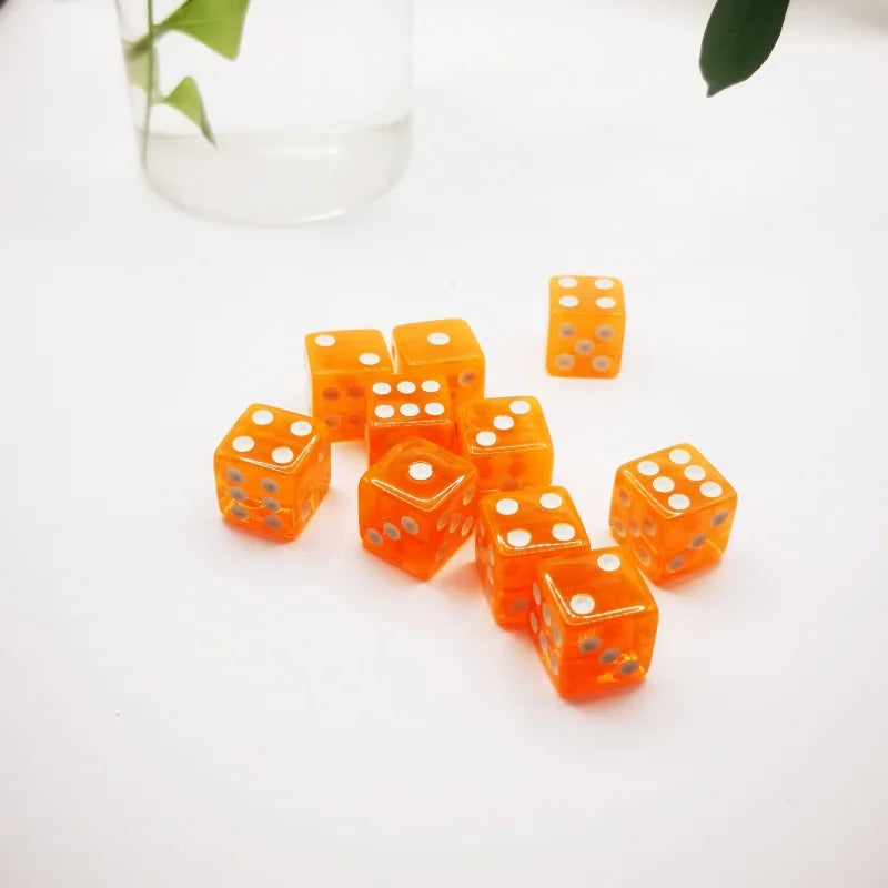 10Pcs Liquid Colored Square Dice 6 Sided D6 Dice Set 6 Faces 16mm Casino Game Dice With Square Edges Dice For Pub Board Game