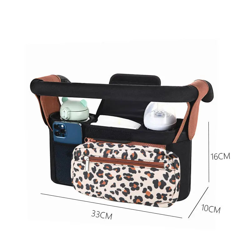 Stroller Bag Baby Diaper Mummy Bag Large Capacity Stroller Organizer Cup Holder Feeding Bottle Stroller Accessories Hanging Bag