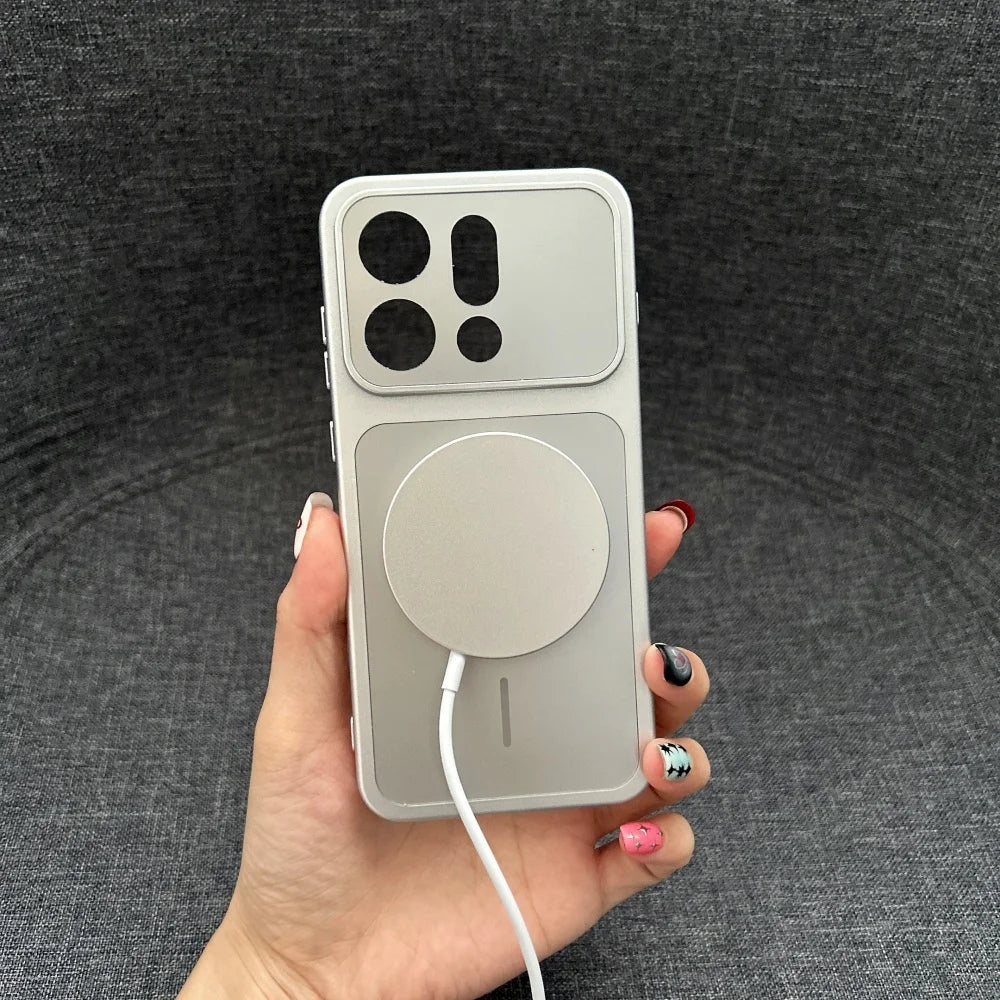 Original Nano Frosted Glass For Magsafe Magnetic Phone Case For OPPO Find X9 X9Pro Wireless Charge Shockproof Orange Armor Cover