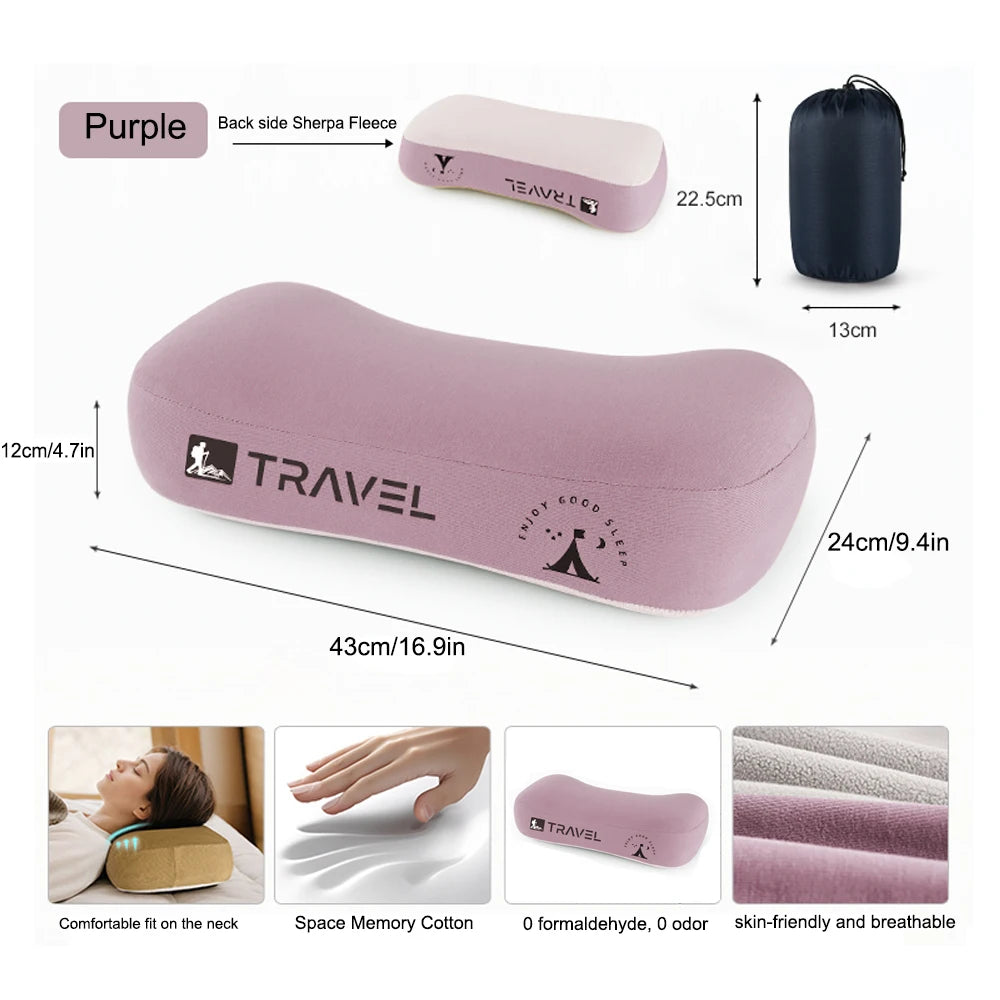 Ultralight Camping Memory Foam Pillow, Travel Backpacking Pillow with Removable Cover for Neck Lumbar Support, Hiking Outdoor