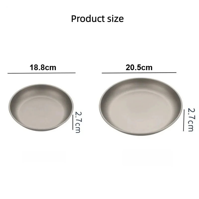 Titanium Camping Plate Ultralight Portable Outdoor Picnic Dinner Plate Round Tableware for Backpacking Hiking Travel Salad BBQ