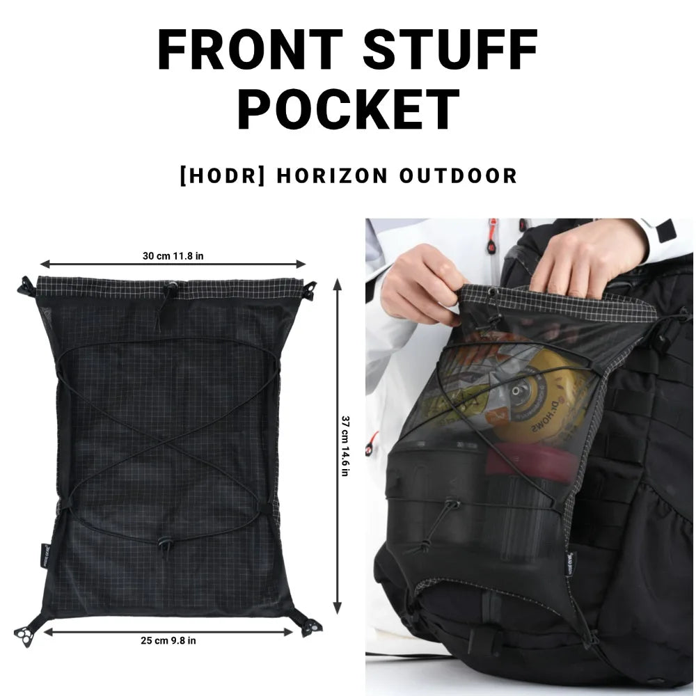 [HODR GEAR] Moudlar Kangaroo Pouch Backpack Expansion 6L Ultralight 58g Gridstop for Hiking Trekking UL Gear Beaver Tail