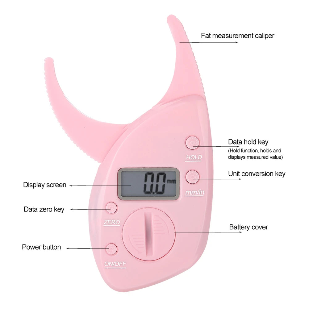 Body Fat Caliper Body Fat Loss Tester Pink Body Fat Monitors Portable Digital Skinfold Measurement Tester Measuring Caliper