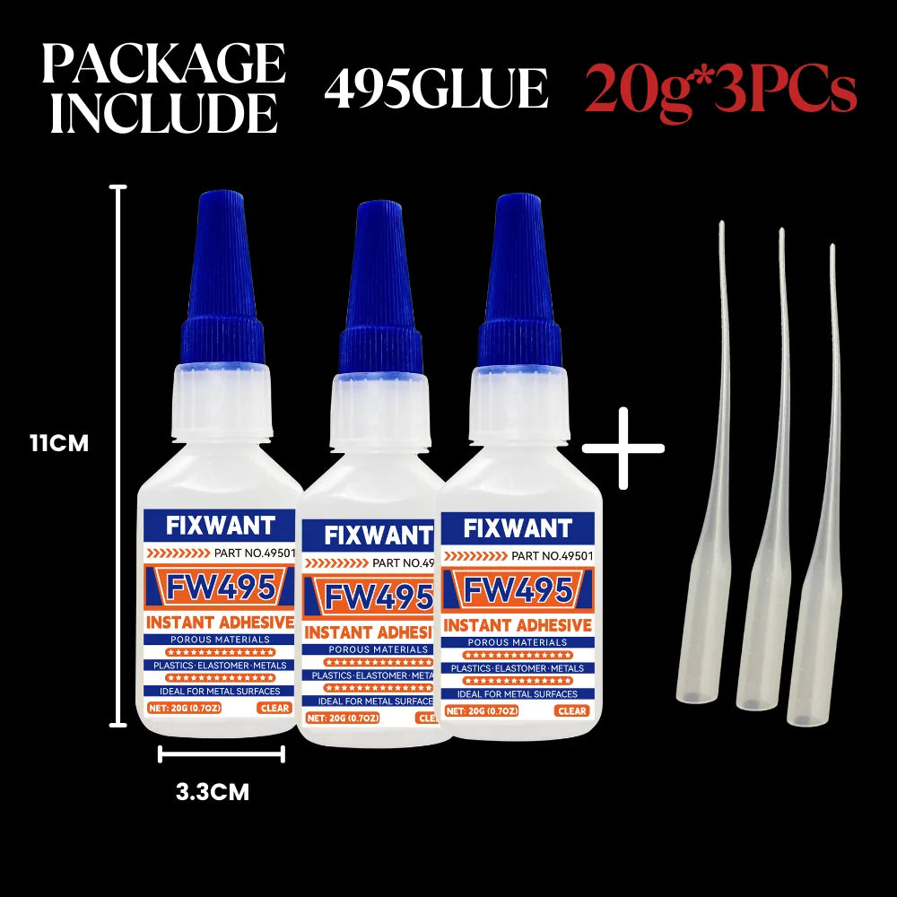 20g FW401/406/495/480 Super Glue Instant Quick-Drying Cyanoacrylate Adhesive Leather Rubber Wood Metal Strong Bond Liquid Glue