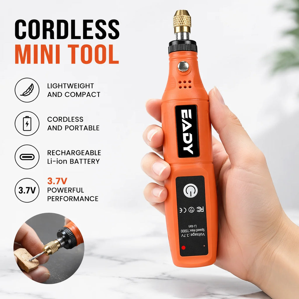 EADY Multifunctional USB Electric Rotary Tool, Mini Drill & Engraving Kit, Cordless DIY Hand Tools – Perfect for Sanding