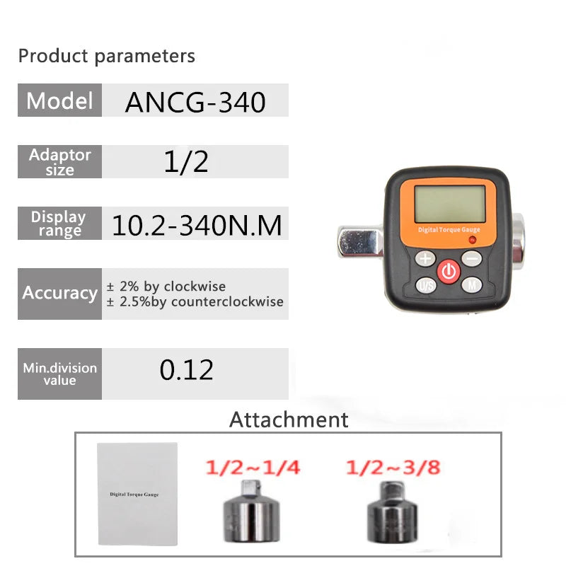 1/4'' 3/8'' 1/2 Company Direct Torque Wrench Tester Torque Adapter Digital Torque Meter Adapters For Head Bike Car Repair Tools