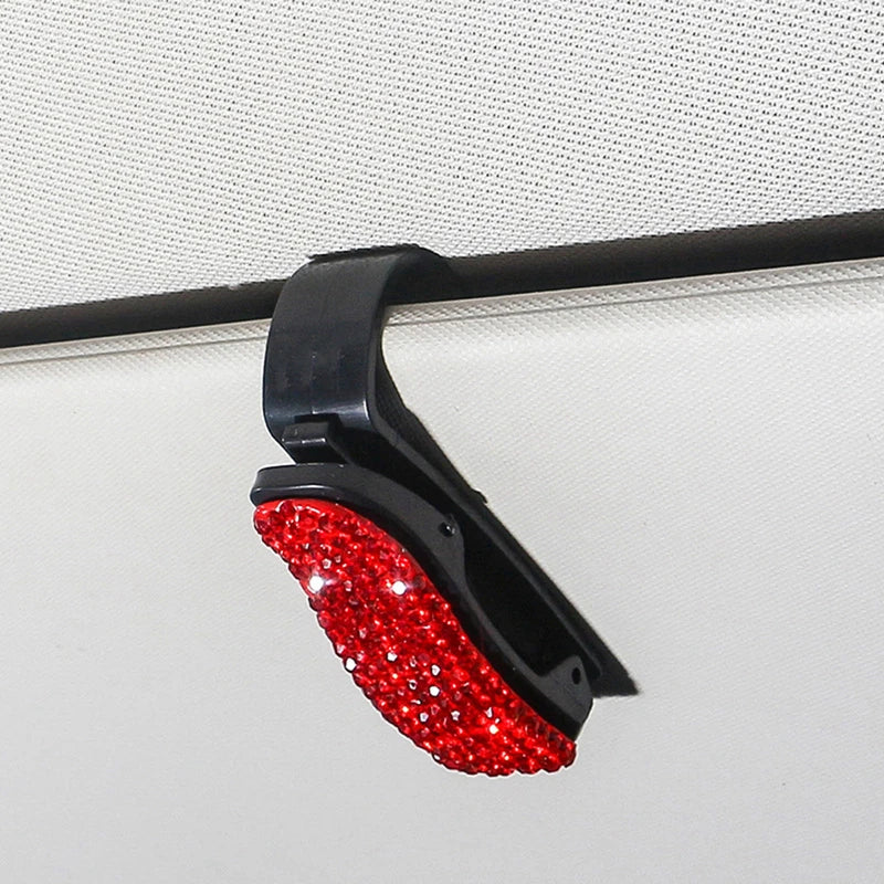 Rhinestone Sun Visor Mount Sunglasses Clip Holder Portable Car Crystal Bracket Decoration Accessories