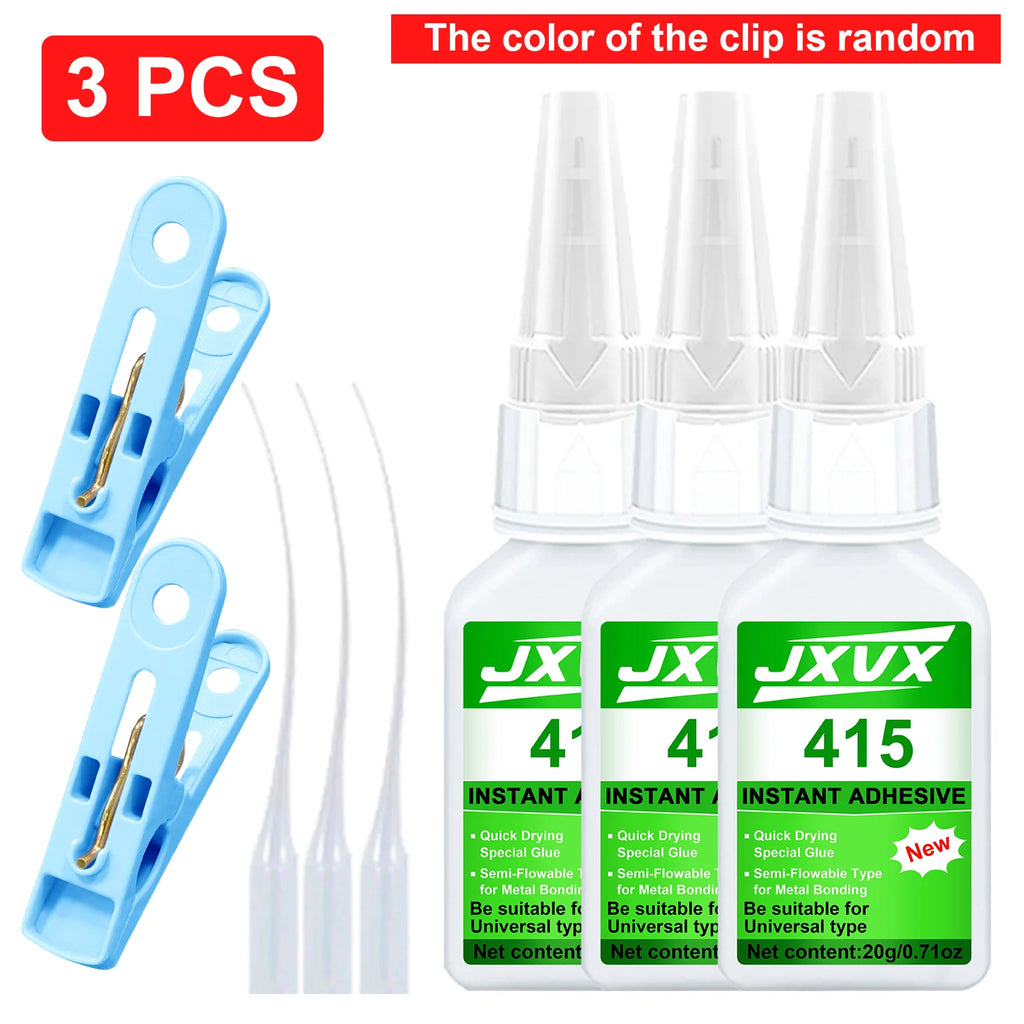 JXVX 1-5PCs 495 Super Glue Strong Fast Drying Instant adhesive - Universal Cyanoacrylate Glue Mighty Instant Glue for Resin Ceramic Metal Glass Liquid Glue Tool Includes dispenser,20g.