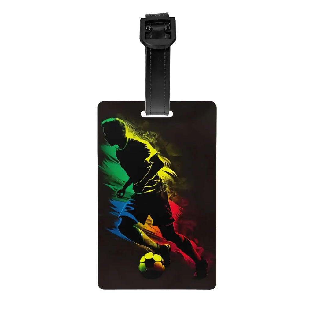 Custom Cool Soccerly Footbally Print Luggage Tag With Name Card Privacy Cover ID Label for Travel Bag Suitcase
