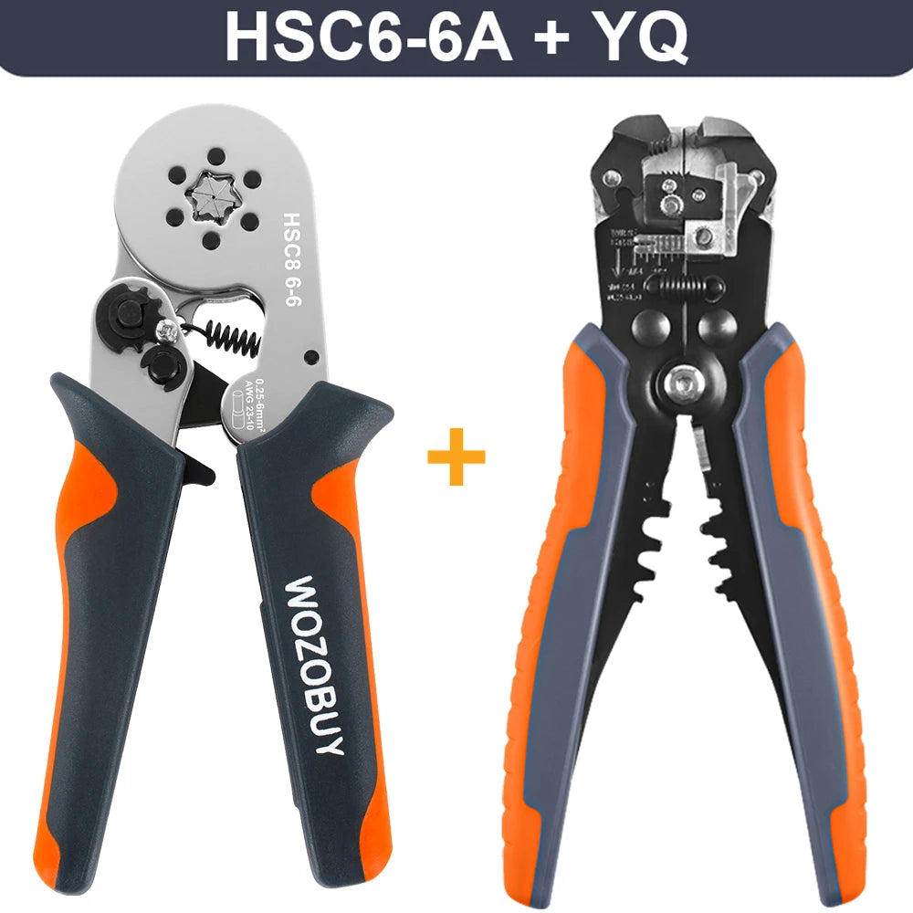 HSC8 6-4A/6-6A Crimping Pliers Kit,Stripping Cutting Plier with Tube Terminal Suit WOZOBUY Brand Electric Tools Set