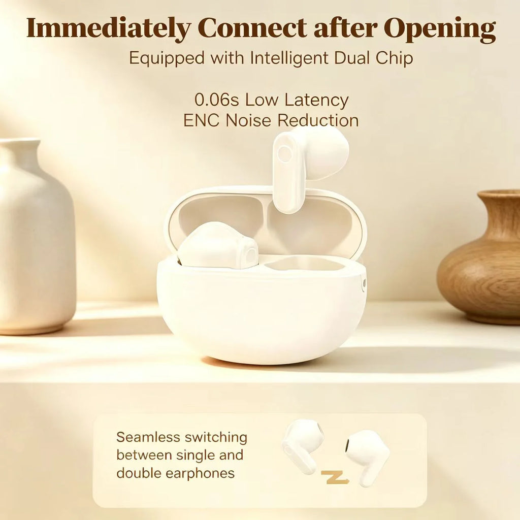 OWS Clip On Wireless Earbuds Ultra Light 13MM Driver Low Latency IPX4 Touch Sports Bluetooth Headset