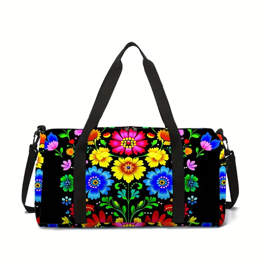 Flower Print Large Capacity Luggage Bag for Boy/Girl Best Gift 2D Cartoon Travel Duffels Outdoor Fitness Bag for Children