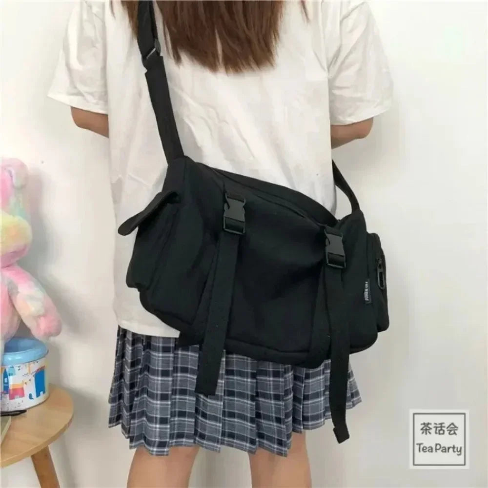 Crossbody Bags Canvas Women Youth Men Fashion Casual Large Capacity Handbags Shoulder Bags Solid Color Ladies Messenger Bag