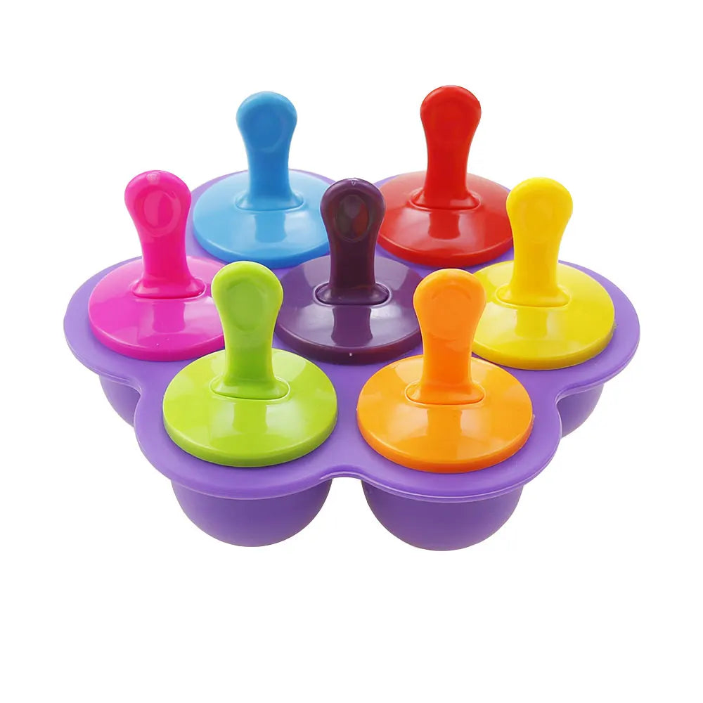 JCD 4/7Holes DIY Ice Cream Pops Silicone Mold Ice Cream Ball Maker Popsicles Molds Baby Fruit Shake Home Kitchen Accessories