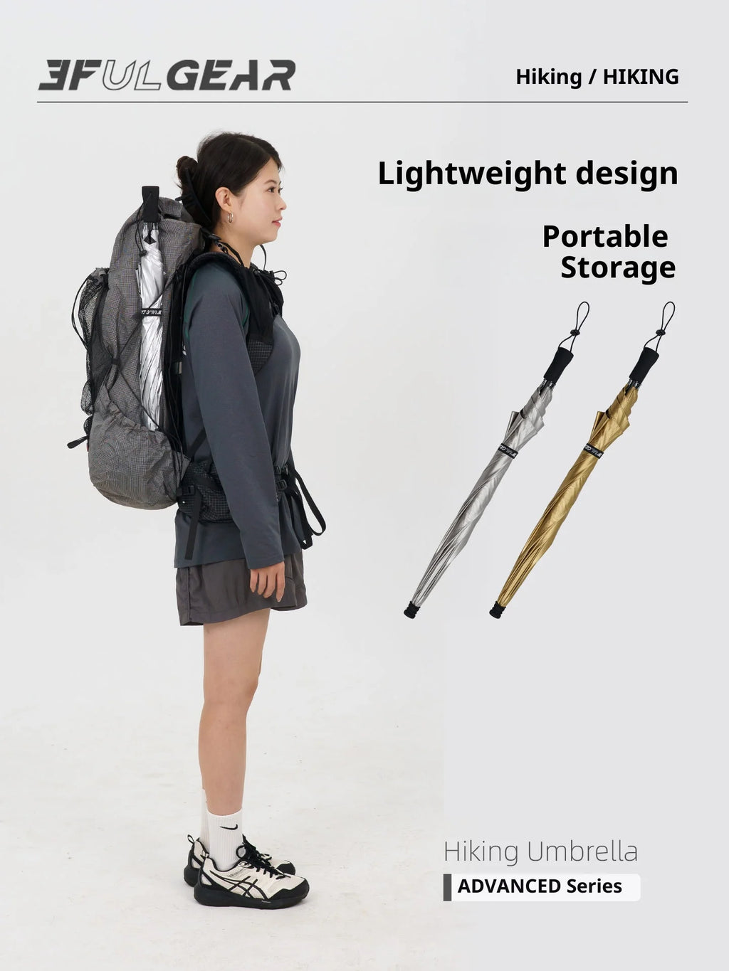 3F UL GEAR Ultra Light Hiking Umbrella, Rain and Rain Dual-use Hiking Sunscreen Umbrella