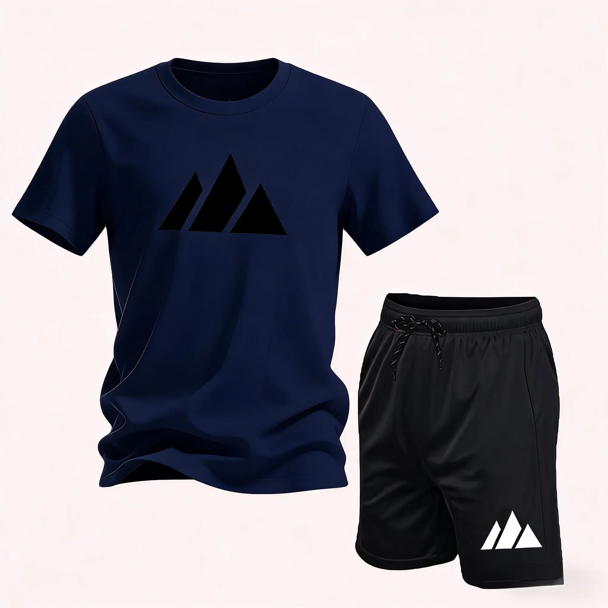 2026 Summer Fashion Trendy Casual Sports Two Piece Set Youth Men's Short Sleeved T-shirt + Shorts Set6