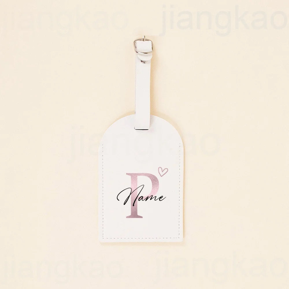 Personalized PU Luggage Tag Heart Letter with Name Suitcase Label Baggage Tags Travel Accessorie Wedding Birthday Gift for Her
