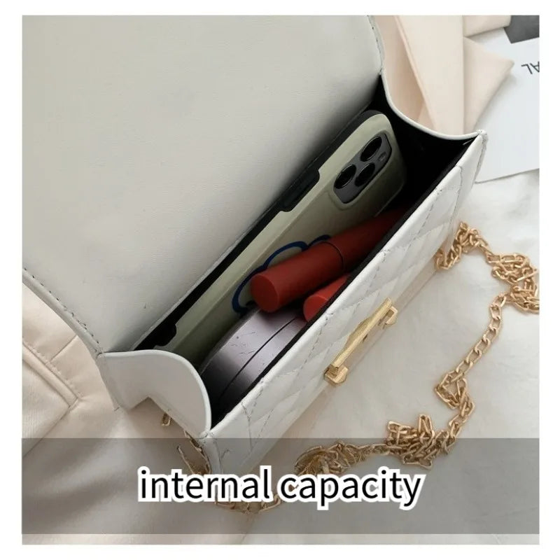 Internet Celebrity Popular Women's Small Square Bag, Classic and Simple Chain Bag, Commuting Hand-Held Crossbody Bag