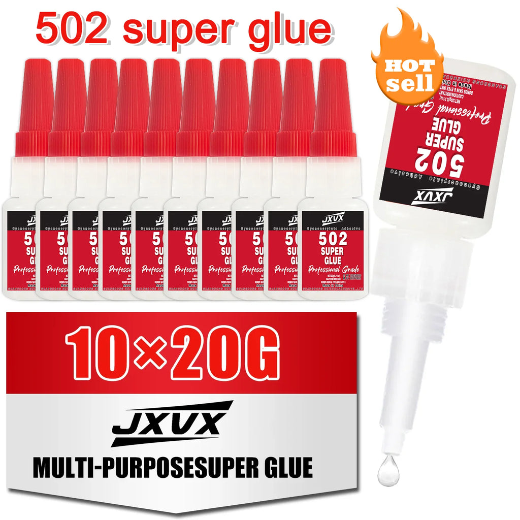 10PCS 502 Super Strong Adhesive 20g, Cyanoacrylate Insta Adhesive, for Hard Plastics, Crafts, Ceramics, Frame, Leather, Metal, Strong Bonding Liquid Versatile Glue Tool,With precision dispenser.