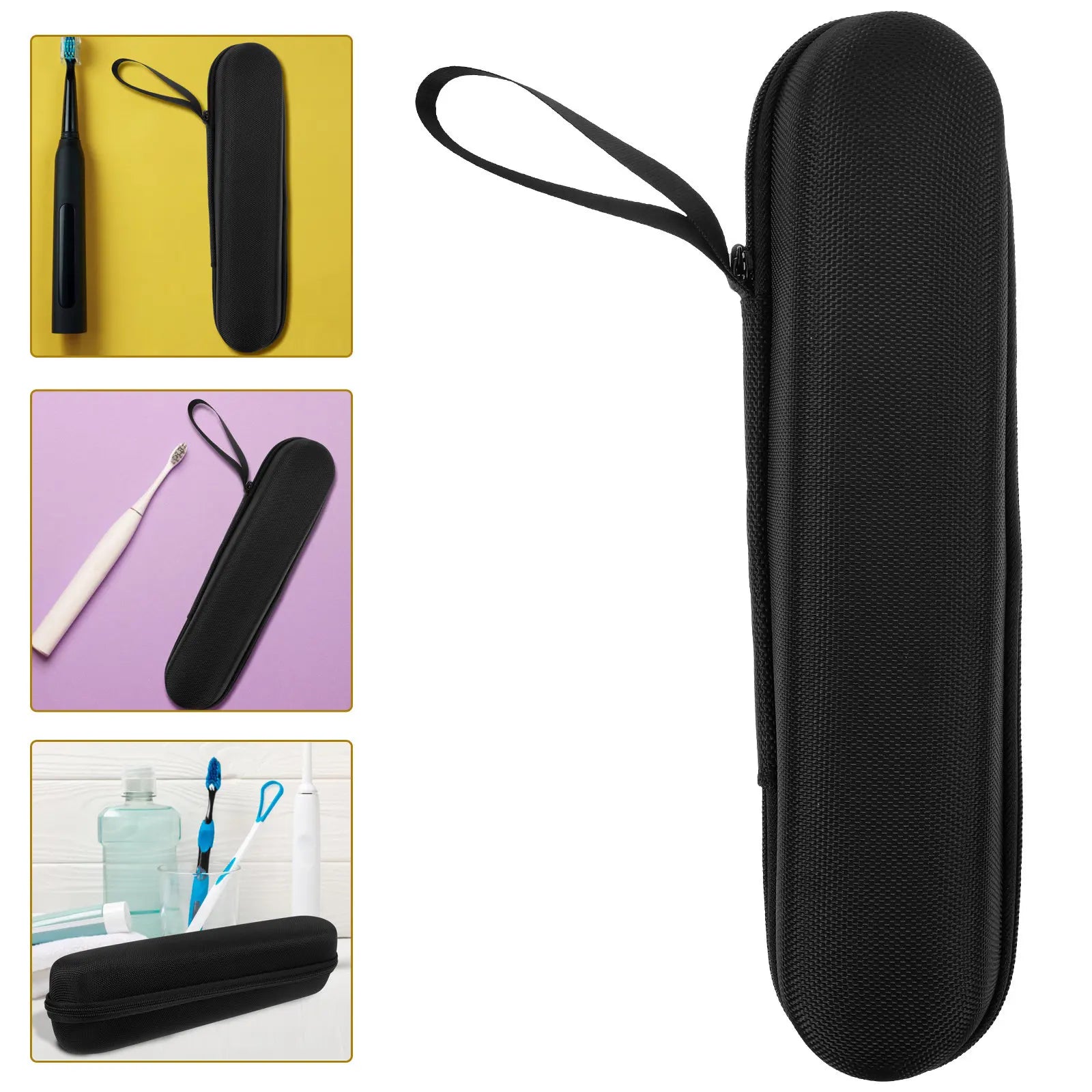 Electric Toothbrush Travel Case Waterproof Portable Storage Box for Sonic Rechargeable Toothbrushes with Mirror Compartment