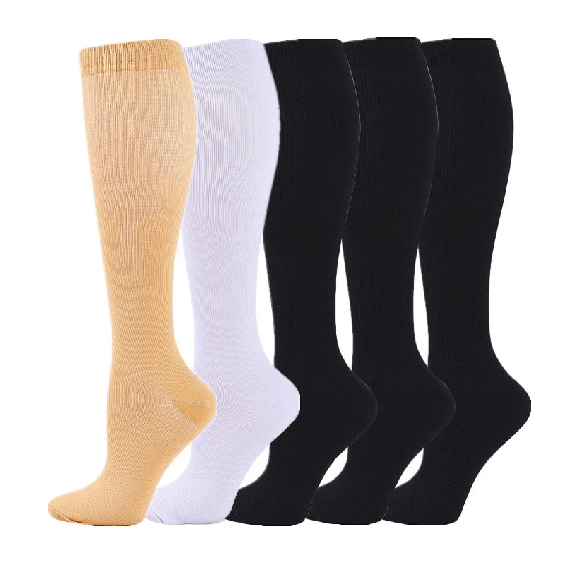5 Pairs Compression Socks Women Medical Varicose Socks Diabetes Nurse Sports Socks Running Bicycle Basketball Football 20-30mmgh