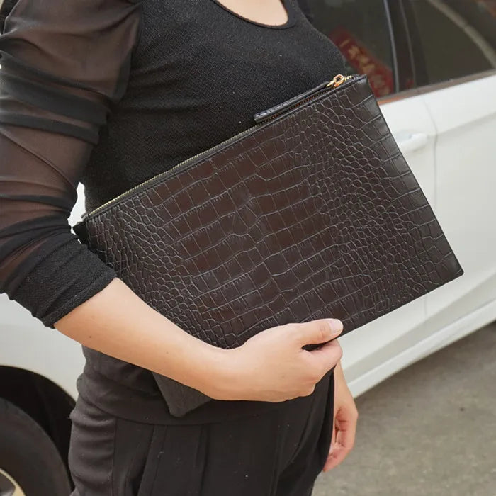 Fashion Crocodile Women Envelope Clutch Bag Ladies Evening Party Large Clutches Handbag PU Leather Alligator Phone Purses Bolsas