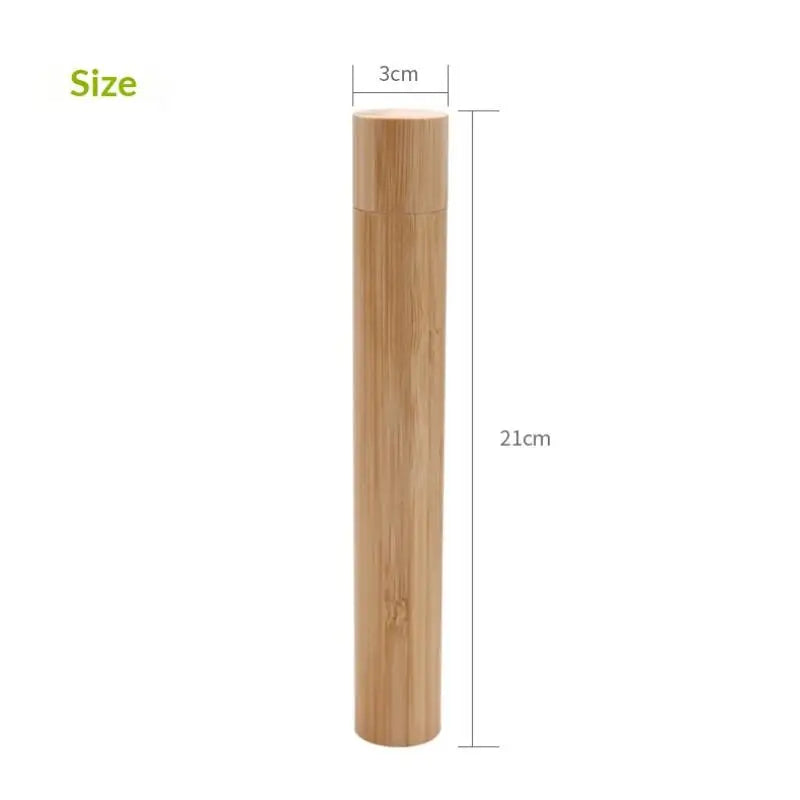 Empty Bamboo Toothbrush Tube & Tea Bottle Eco-Friendly Toothbrush Case Travel Portable Tooth Brush Holder Box