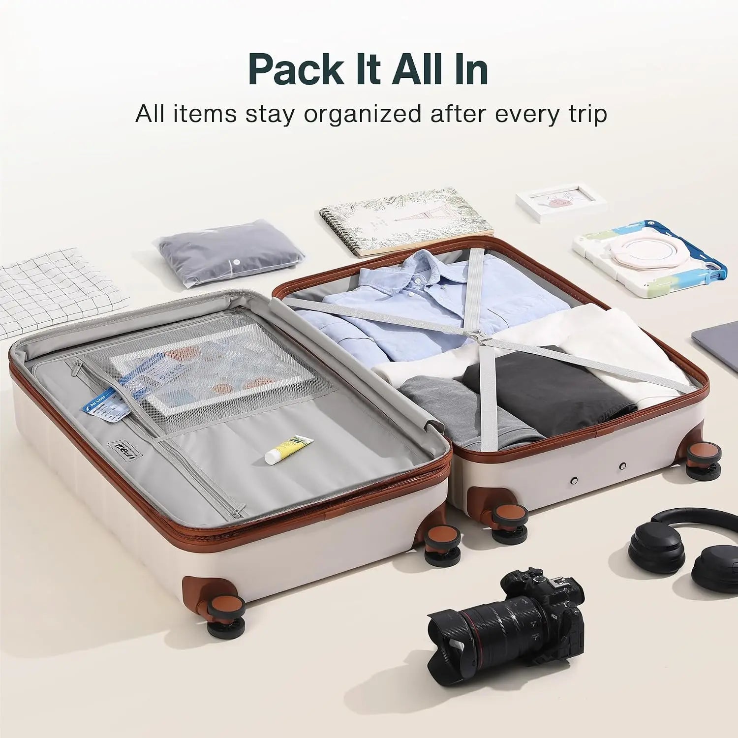 3 Piece 100% PC Expandable Hardside Carry On Luggage Set Ultra Durable Lightweight with 3-Years VIP Service, Customized