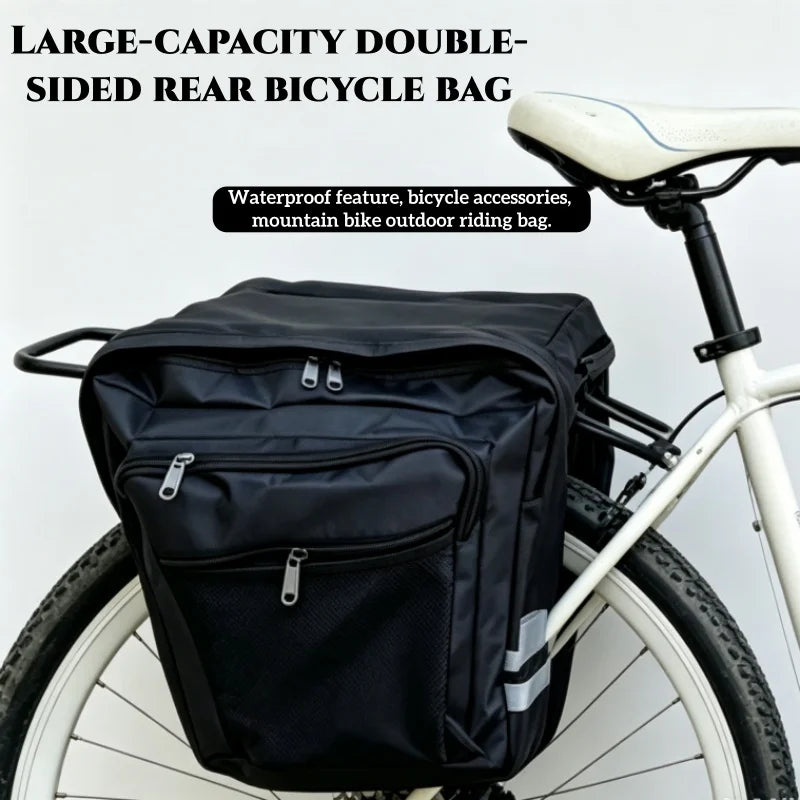 Bicycle Rear Rack Bag Waterproof Double-Sided Large Capacity Bike Trunk Pannier Storage for MTB Road Cycling Commuting