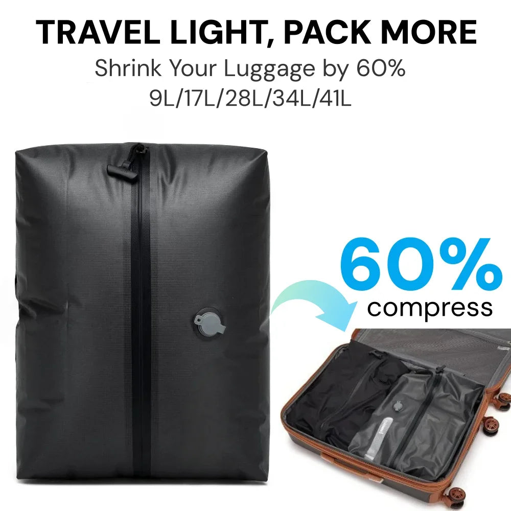 Travel Vacuum Storage Bags Luggage Packing Bag, Save 60% Space Travel Vacuum Sealed Bag Storage Bags Reusable Waterproof Bag