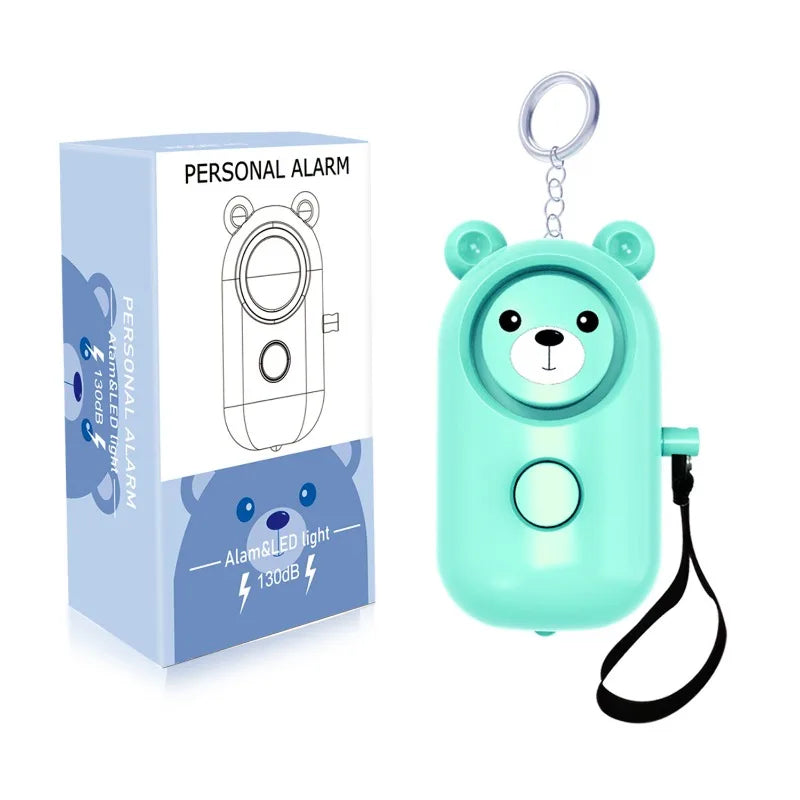 Bear Style Emergency Alarms,Security Alarm Keychain Protective Devices Personal Siren Ring with LED Light,130Db