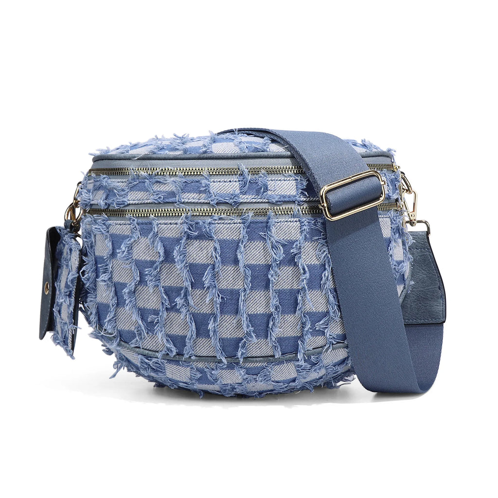 New checkered crossbody bag, shoulder bag, large-capacity shell bag