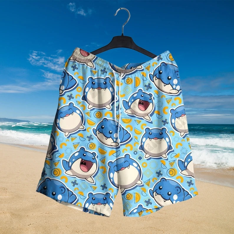 2026 Hot Selling Pokémon Spheal Men Hawaiian Shirt Shorts Set Women Summer Casual Loose Anime Pajamas T-shirt Shorts Two-piece